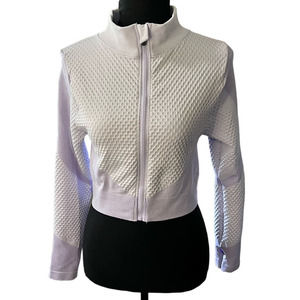 Daisy Light Purple Zip Front Cropped Athletic Jacket, Size L